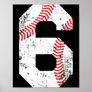 Baseball 6 Trikotnummer T-Shirt Poster