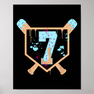 Baseball 7 Jahre alt Eis Creme Tropfen 7. Geburtst Poster