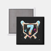 Baseball 7 Year Old Ice Cream Drip 7th Birthday Bo Magnet (Vorderseite/Rückseite)