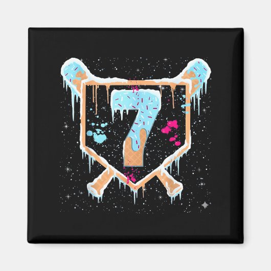 Baseball 7 Year Old Ice Cream Drip 7th Birthday Bo Magnet (Vorne)