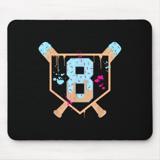 Baseball 8 Jahre alt Eiscreme Tropfen 8. Geburtsta Mousepad (Vorne)