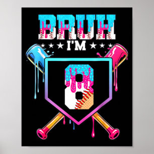 Baseball 8 Jahre alte Eiscreme-Drip 8. Geburtstag Poster