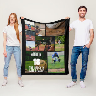 Baseball 9 Foto Collage Personalisiertes Poster Fleecedecke