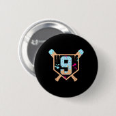 Baseball 9 Jahre alt Eiscreme Tropfen 9. Geburtsta Button (Vorne & Hinten)