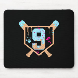 Baseball 9 Jahre alt Eiscreme Tropfen 9. Geburtsta Mousepad