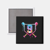 Baseball 9 Year Old Ice Cream Drip 9th Birthday Bo Magnet (Vorderseite/Rückseite)