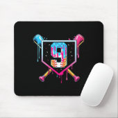 Baseball 9 Year Old Ice Cream Drip 9th Birthday Bo Mousepad (Mit Mouse)
