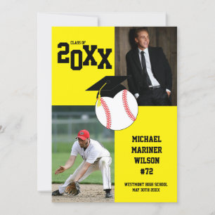 Baseball Abschluss Sport Gelbes Foto Einladung