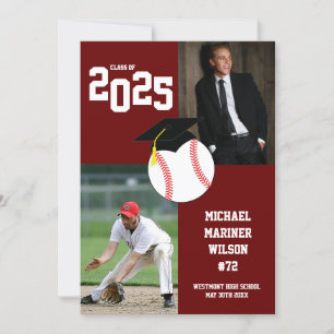 Baseball Abschluss Sport Maroon White Einladung