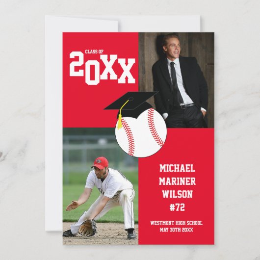 Baseball Abschluss Sport Red Foto Ankündigung (Vorderseite)