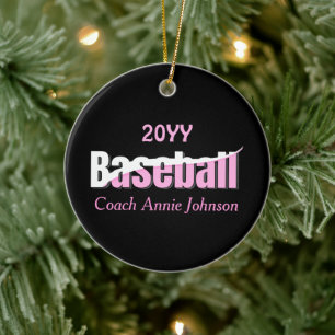 Baseball Abstract Swish - Mädchen-Wortkunst Keramik Ornament
