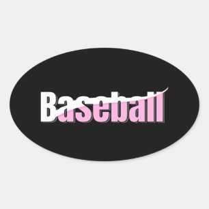 Baseball Abstrakt Swish - Giro Word Art Ovaler Aufkleber