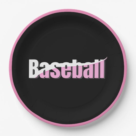 Baseball Abstrakt Swish - Giro Word Art Pappteller (Vorderseite)