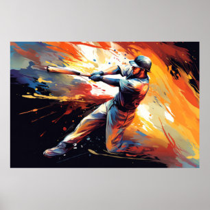 Baseball Action Sport Malerei Abstrakte Art Deco Poster