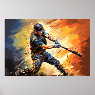 Baseball Action Sport Malerei Abstrakte Art Deco Poster