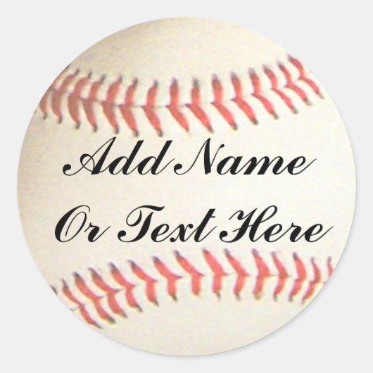 BASEBALL ADD NAME ODER TEXT HIER-STICKER RUNDER AUFKLEBER (Vorderseite)