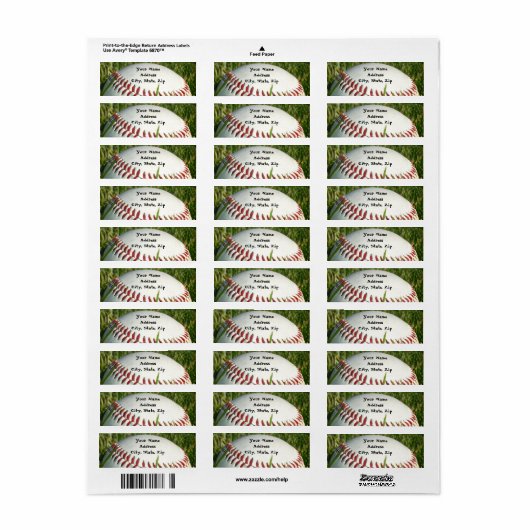 Baseball Address Labels (Vorne)