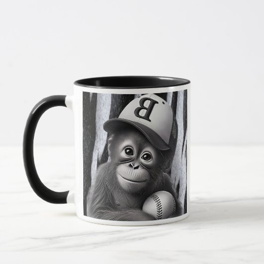 Baseball-Affe mit Mütze und Ball. Tasse (Links)