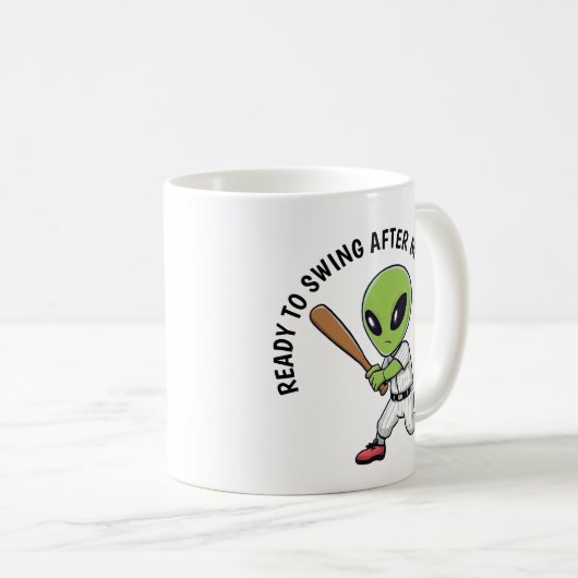 Baseball Alien Kaffeetasse (VorderseiteRechts)