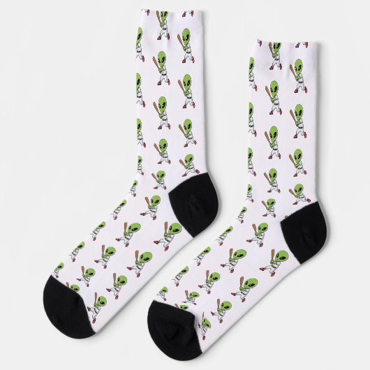 Baseball-Alien Socken (Linkes Detail)