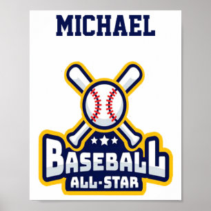 Baseball All Star Ball Schläger Personalisiertes B Poster
