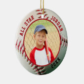 Baseball ALL STAR Name 2 Foto Personalisiert Keramik Ornament (Rechts)
