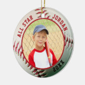 Baseball ALL STAR Name 2 Foto Personalisiert Keramik Ornament (Links)