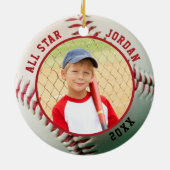 Baseball ALL STAR Name 2 Foto Personalisiert Keramik Ornament (Hinten)