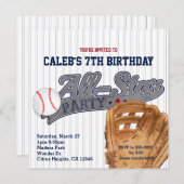 Baseball All Star Sports Strike Geburtstagsparty Einladung (Vorne/Hinten)