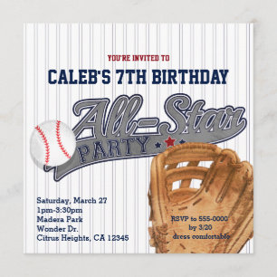 Baseball All Star Sports Strike Geburtstagsparty Einladung