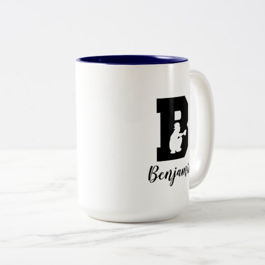 Baseball Alphabet B Personalisierter Mit Monogramm Zweifarbige Tasse (VorderseiteRechts)
