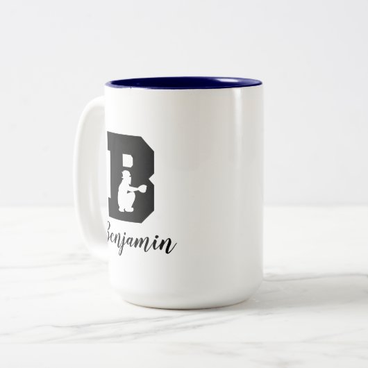 Baseball Alphabet B Personalisierter Mit Monogramm Zweifarbige Tasse (Vorderseite Links)
