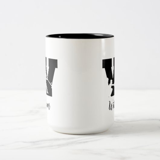 Baseball Alphabet W Personalisierter Mit Monogramm Zweifarbige Tasse (Mittel)