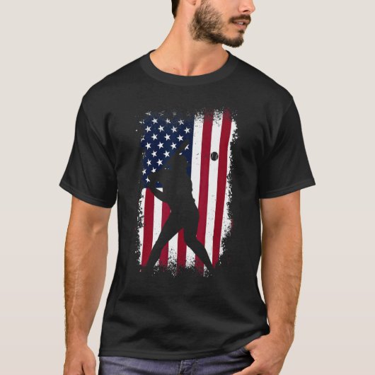 Baseball American Flag Baseball Fans Men Vinta T-Shirt (Vorderseite)