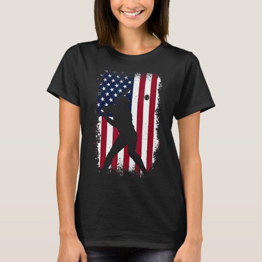 Baseball American Flag Baseball Fans Men Vinta T-Shirt (Vorderseite)