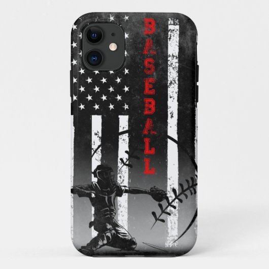 Baseball American Flag Black Art  Case-Mate iPhone Hülle (Rückseite)
