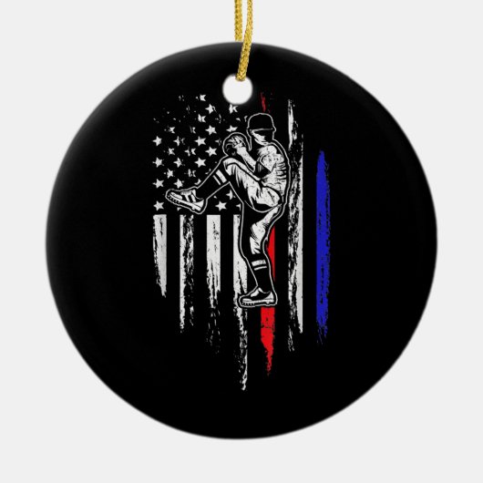 Baseball American Flag Pitcher USA Pitching 4. Keramik Ornament (Vorne)