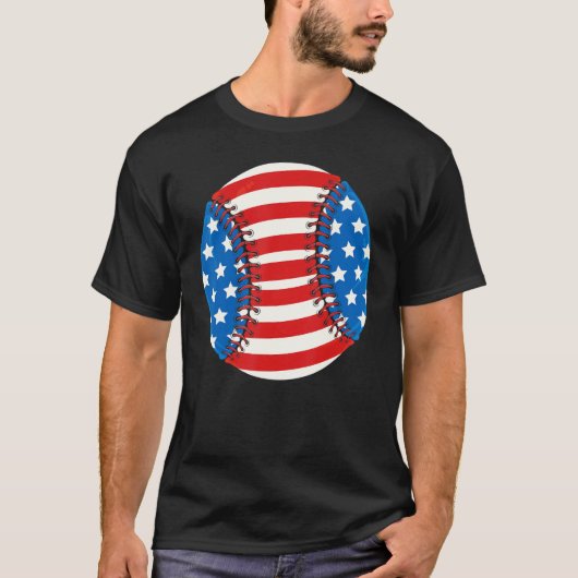 Baseball American USA flag Patriotic Retro Basebal T-Shirt (Vorderseite)