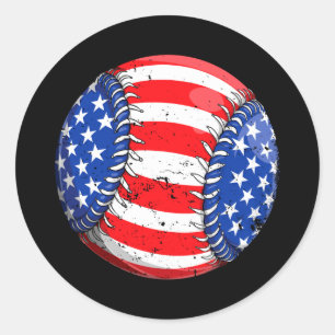 Baseball amerikanische Flagge 4. Juli Jungen Männe Runder Aufkleber