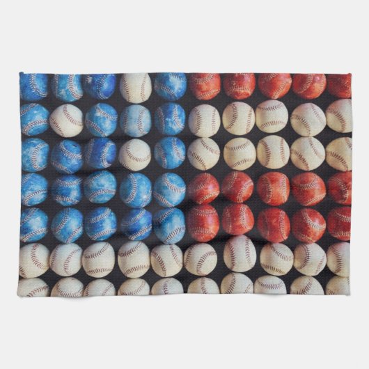 Baseball-Amerikanische Flagge Geschirrtuch (Horizontal)