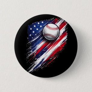 Baseball amerikanische Flagge Jungen Mädchen Männe Button