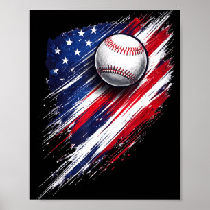 Baseball amerikanische Flagge Jungen Mädchen Männe Poster