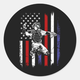 Baseball-Amerikanische-Flagge-Patriotischer-Catche Runder Aufkleber
