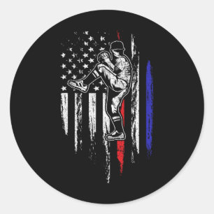 Baseball-Amerikanische-Flagge-Pitcher-USA-Werfen-4 Runder Aufkleber