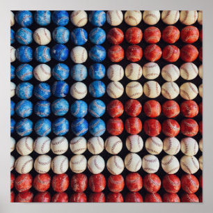 Baseball-Amerikanische Flagge Poster