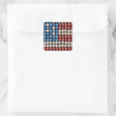 Baseball-Amerikanische Flagge Quadratischer Aufkleber (Tasche)