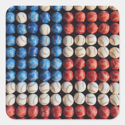 Baseball-Amerikanische Flagge Quadratischer Aufkleber (Vorderseite)