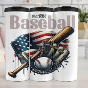Baseball: Amerikanische Flagge, Schläger, Handschu Thermosbecher