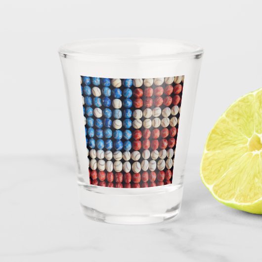 Baseball-Amerikanische Flagge Schnapsglas (Vorderseite)