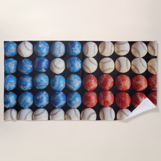 Baseball-Amerikanische Flagge Strandtuch (Vorderseite)